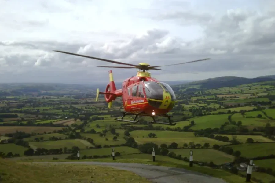 air ambulance in the air mid flight