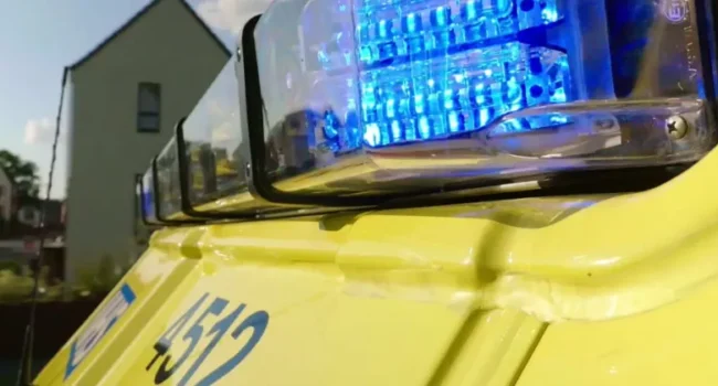 Blue lights on ambulance